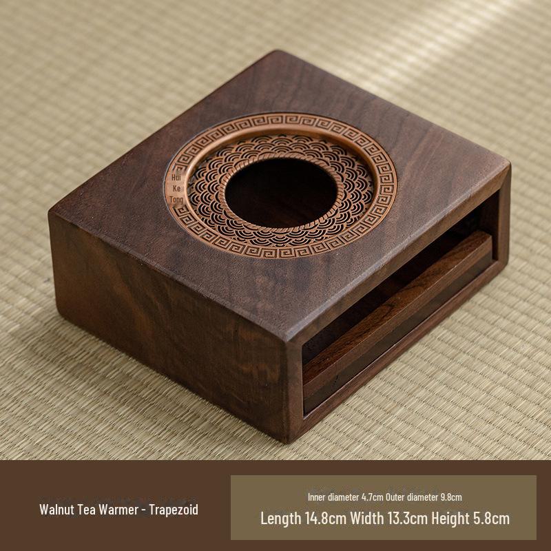 

Подставка для подогрева чая из орехового дерева с нагревательной основой для свечей trapezoidal