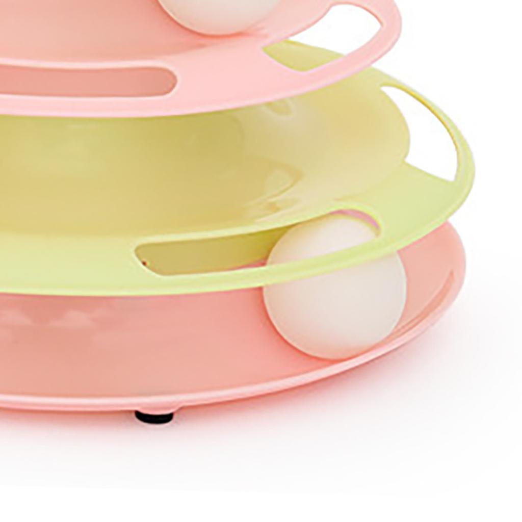 Cat Toy Roller 3 Levels Antislip Base Easy To Clean Interactive Turntable Track Toy for Batting