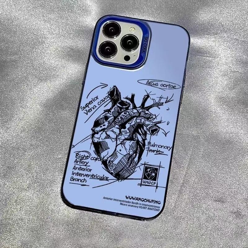 The new trendy brand heart is suitable for iphone17 mobile phone case Apple 16promax/15 anti-drop 14pro13/12x