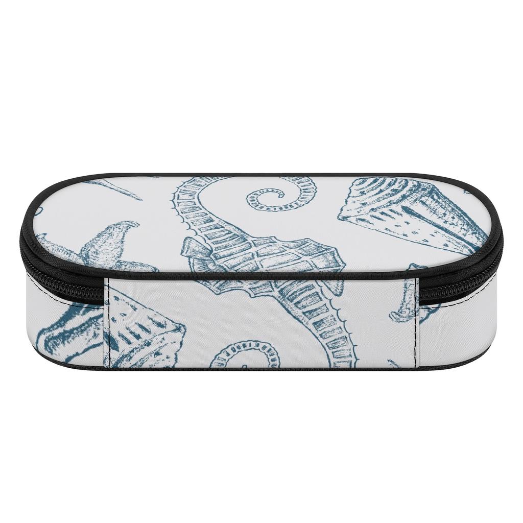 Pencil Pouch 300D Polyester Spacious Storage Smooth Zipper with Main Pocket Mesh Layer and Removable Pen Divider for Students