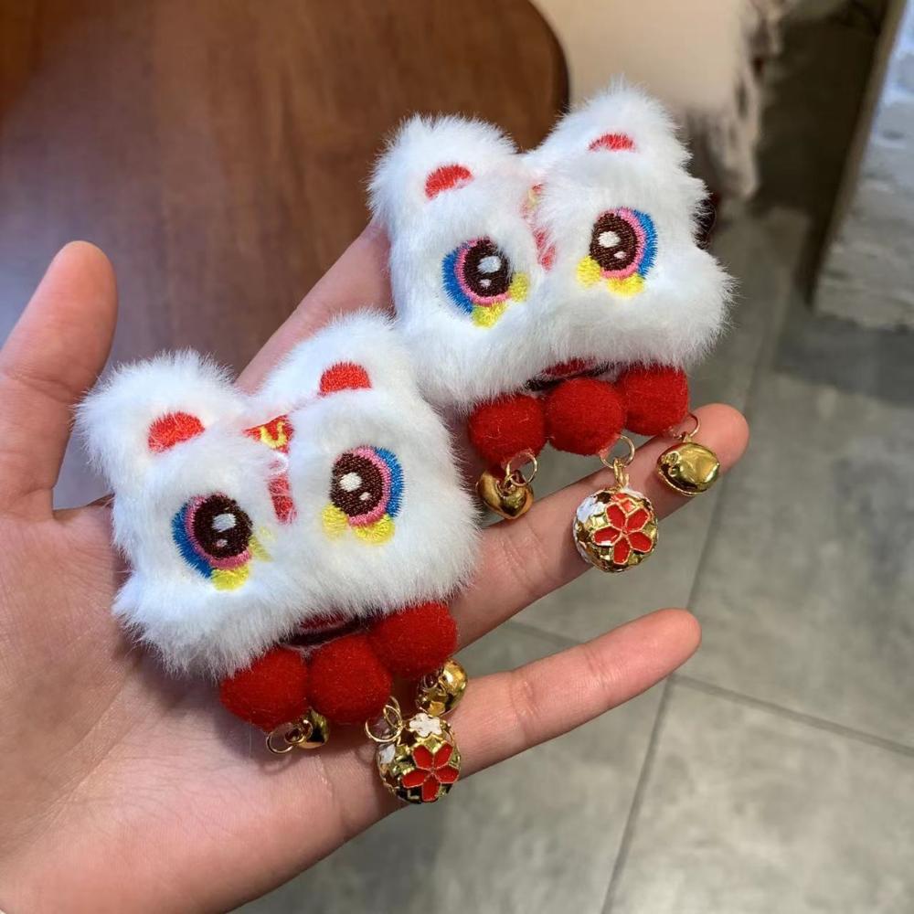 New Year Headdress Chinese Traditional Hairpin Bowknot Bell Hair Clip Animal Kawaii Headwear Women Girls Hair Accessory