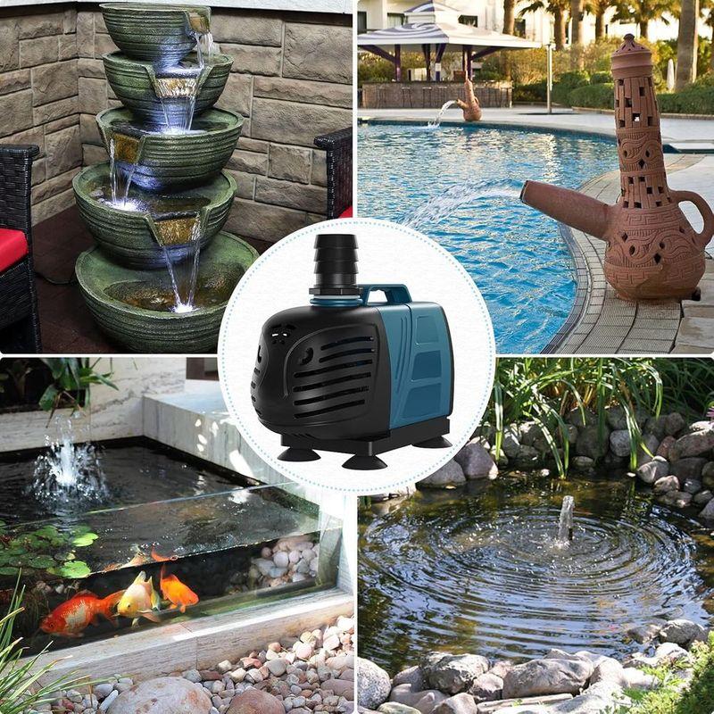 1000 GPH Submersible Inline Water Pump, 80W, 10ft Power Cord, Quiet Operation for Large Aquariums, Ponds, and Water Features