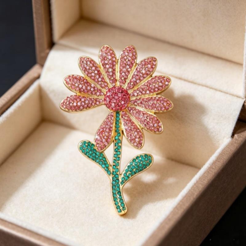 Decorative Rhinestone Flower Brooch for Women Girls Fancy Detail for Every Outfit