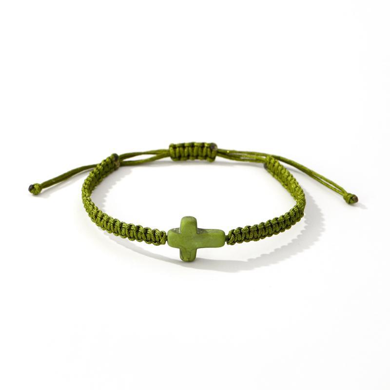 Unisex Holiday Gifts Hand Weaving Anklets Adjustable Couple Bracelets Turquoise Cross Bracelet Women'S