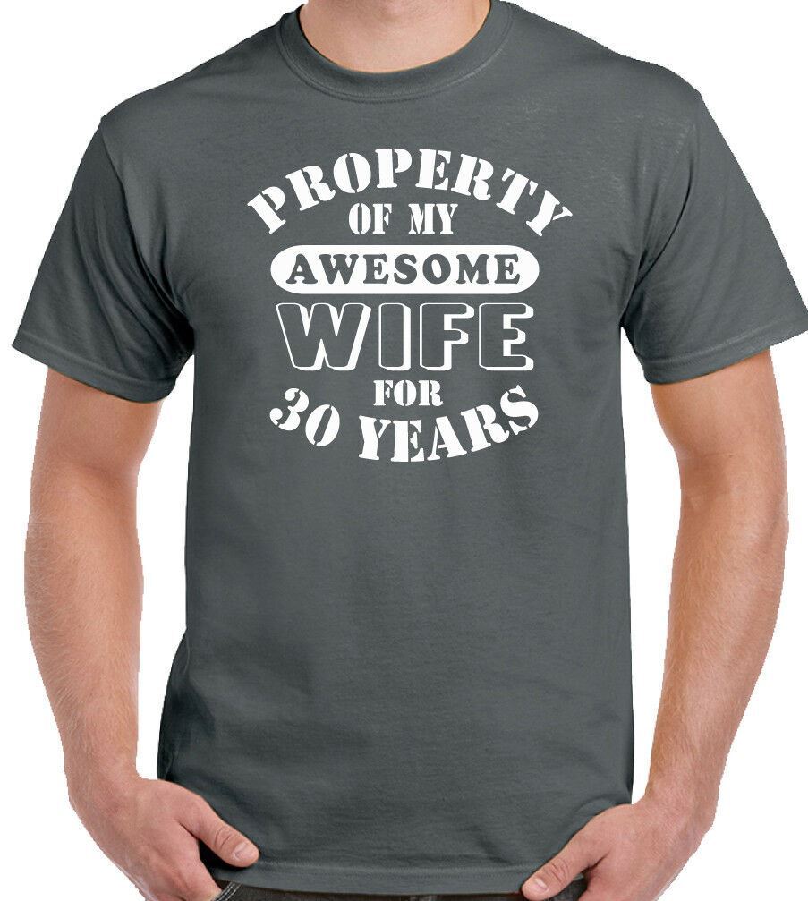 Wedding Anniversary 30th T-Shirt Mens My Awesome Wife Funny Gift 30 Year Husband L