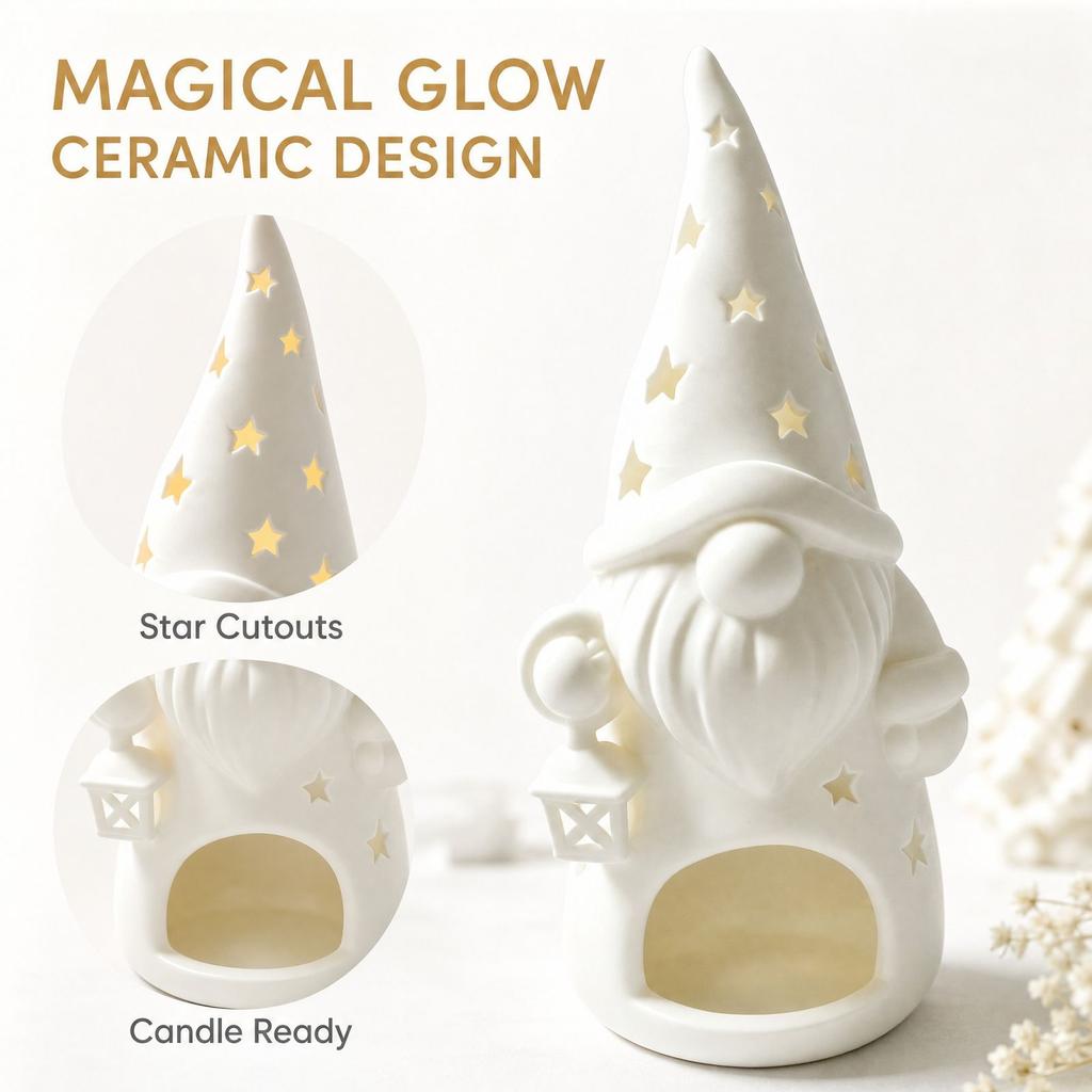 3D Printed Christmas Candle Holder Decorative Figurine for Holiday Home Decor