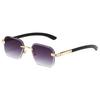 Fashion Rectangle Style Men Women Shades Metal Square Sun Glasses UV400 Vintage Sunshade Diamond Rimless Cut Edge Sunglasses