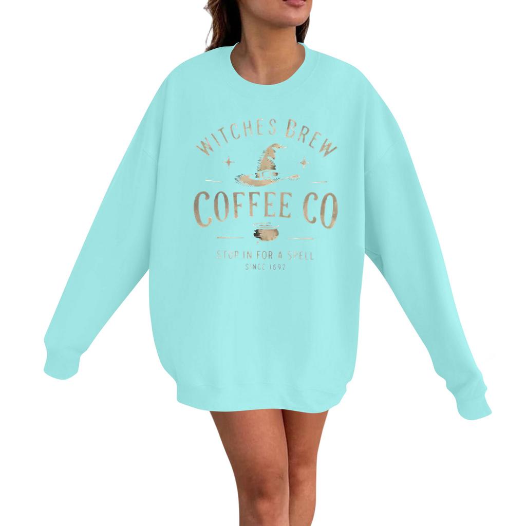 Women's Casual Fashion Long Sleeve Halloween Print Pullover Round Neck Sweatshirt