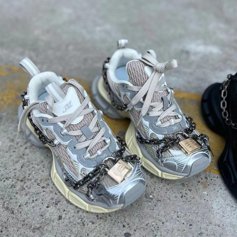 

3xl chain lock dad shoes women s new summer mesh breathable retro thick sole heightening sports and leisure 40