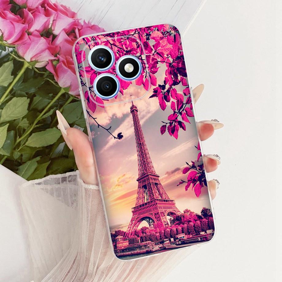 Flower Cartoon Boeknot Fashion Design Phone Case For Honor X8D 4G Funda 6.77" Soft Clear Silicone Shockproof Back Cover