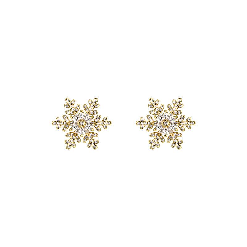Christmas Snowflake Zircon Crystal Pearl Earrings Stud For Women Dangle Hook Fashion Xmas Party Jewelry Gift