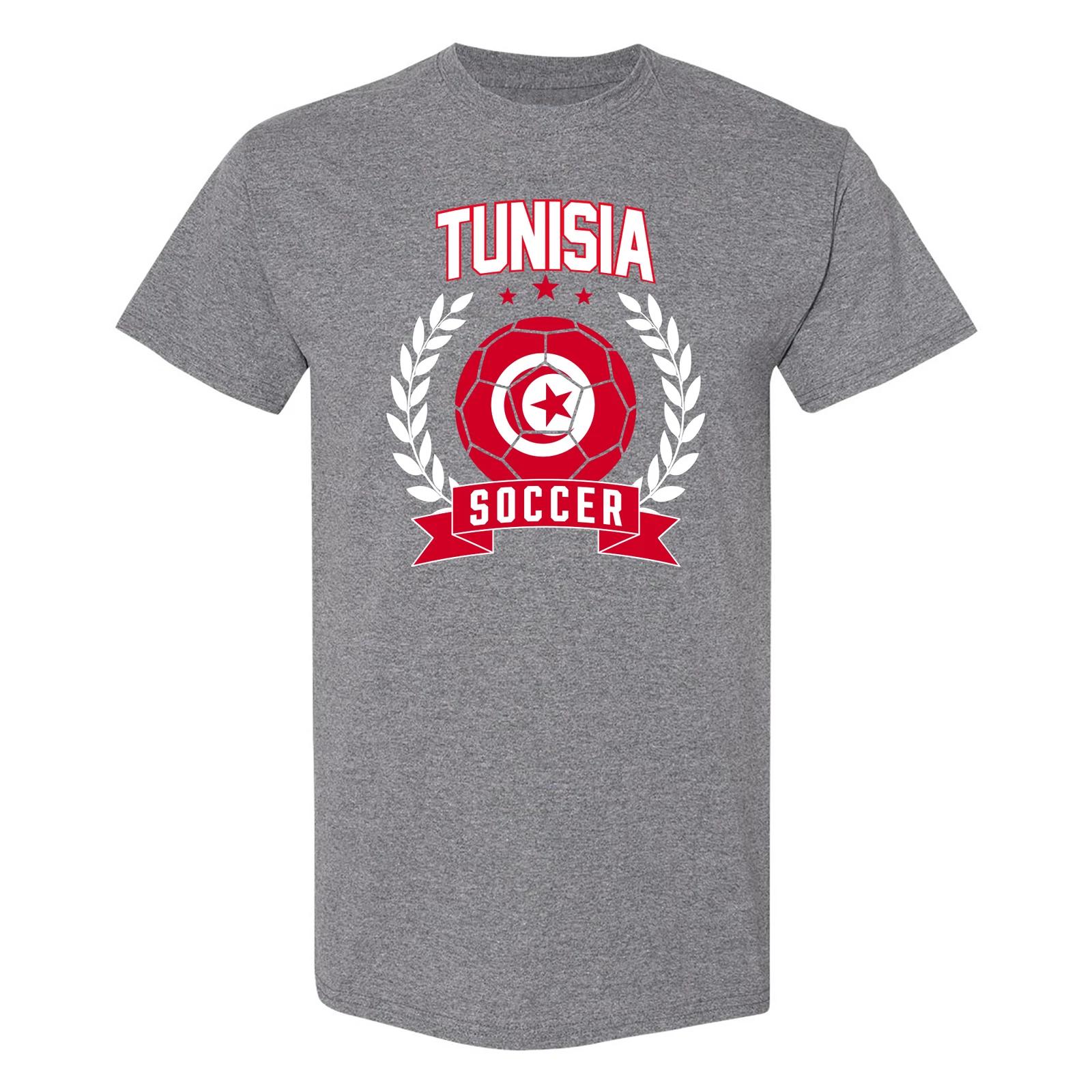 Tunisia Soccer Laurel - World Cup T Shirt - Graphite Heather 4XL