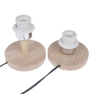 E27 Circular Solid Wooden Base Holder Lamp Cup With Cord On Off Switch For Table Lamp Plug In Lamp Bedside Lamp Holder