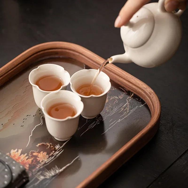 Chinese Glass Bamboo Dry Tea Tray Teapot Teacup Mat Storage Tray Pot Bearing Small Tea Table Household Tea Set Accessories