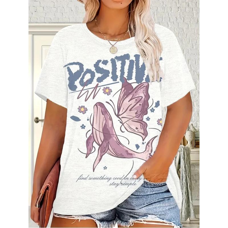 Fashion Women's Crew Neck Short Sleeve 3D Casual Color Printing Casual Short Sleeve Crew Neck T-Shirt