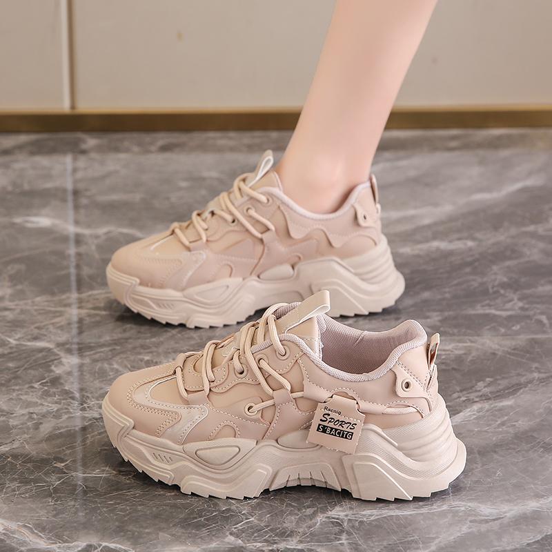 Soft-soled dad shoes autumn new velvet warm sneakers high-top thick-soled
