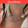 Elegante Collana di Perle a Forma di Cuore con Ciondolo in Lega per Donne Gioielli Autunnali alla Moda