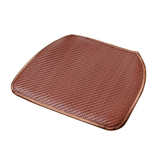 Summer Woven Rattan Seat Cushion, Square Office Dining Chair Mat with Ties, Anti-slip Breathable Handmade Cooling Sitting Pad