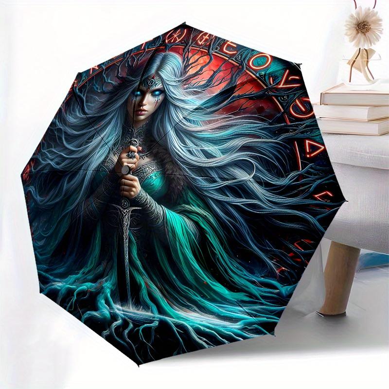 Enchanted Warrior Queen: Fantasy Art PosterUmbrella, Portable 3-Fold Compact Umbrella for Men & Women Gift