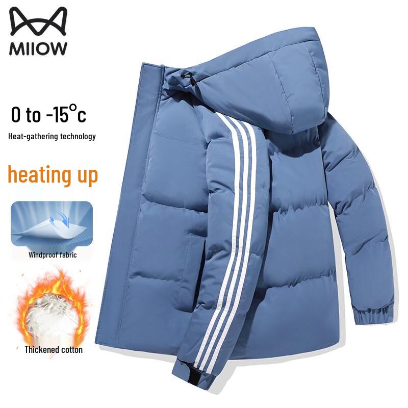 MiiOW Men s Hooded Fleece-Lined Padded Jacket L