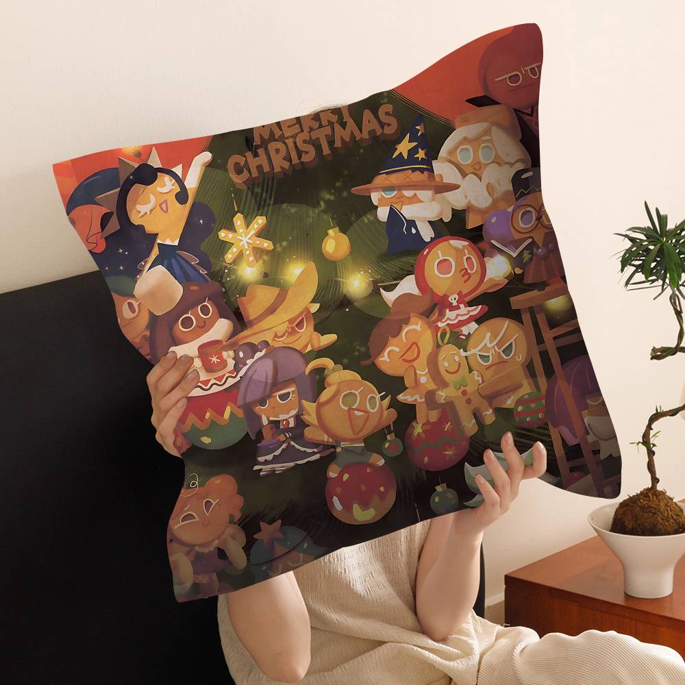 C-Cookie R-Run K-Kingdom Pillow Covers Cartoon Sofa Decorative Home Double-Sided Printing Short Plush Cute Cushion Cover