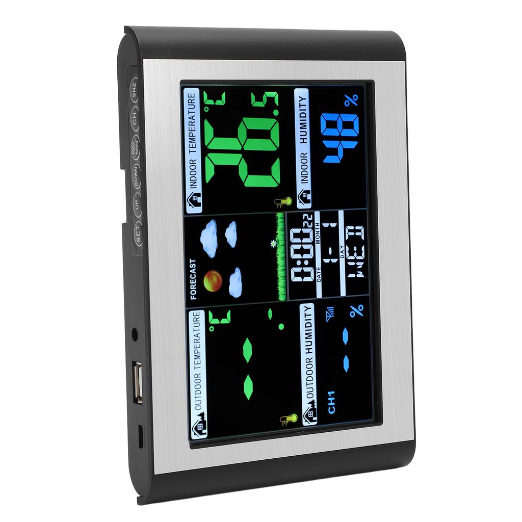 Weather Clock Station Color Screen Digital Display Weather Forecast Indoor Outdoor Temperature