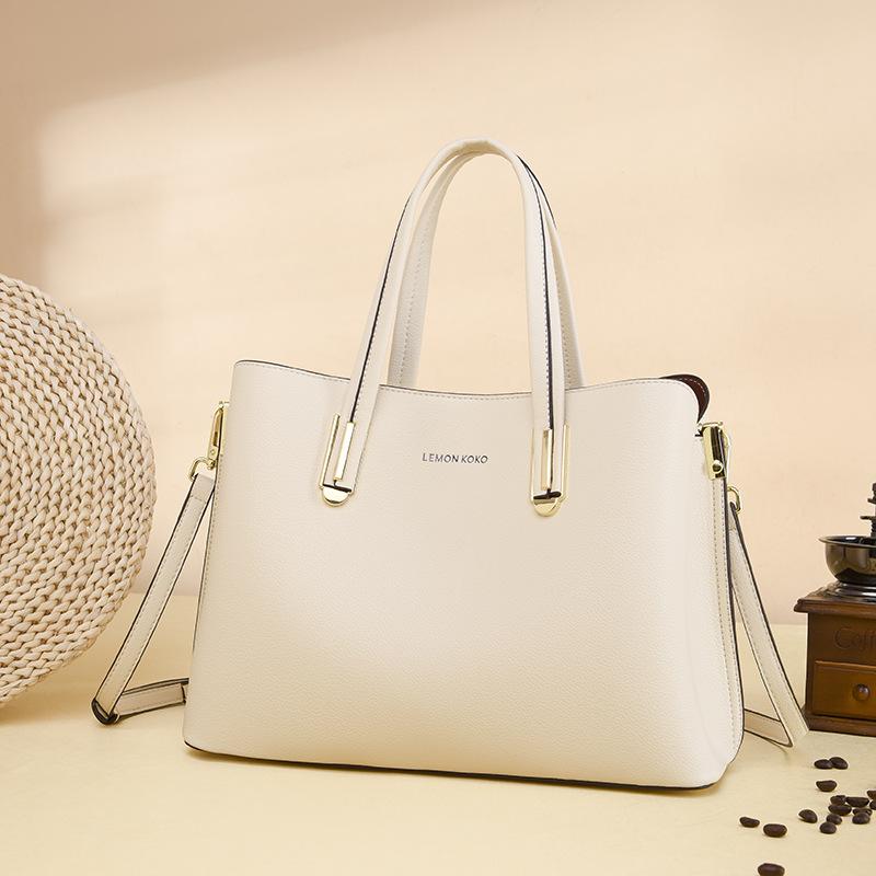 Ladies Handbags New Large Capacity Shoulder Bag Temperament Soft Leather Bag Fashionable Commuter Women's Bag Can Be Cross-body