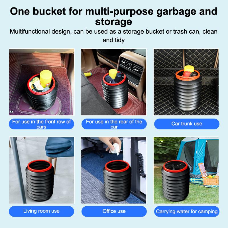 Space-saving 4L Portable Foldable Car Trash Cans with Telescopic Feature