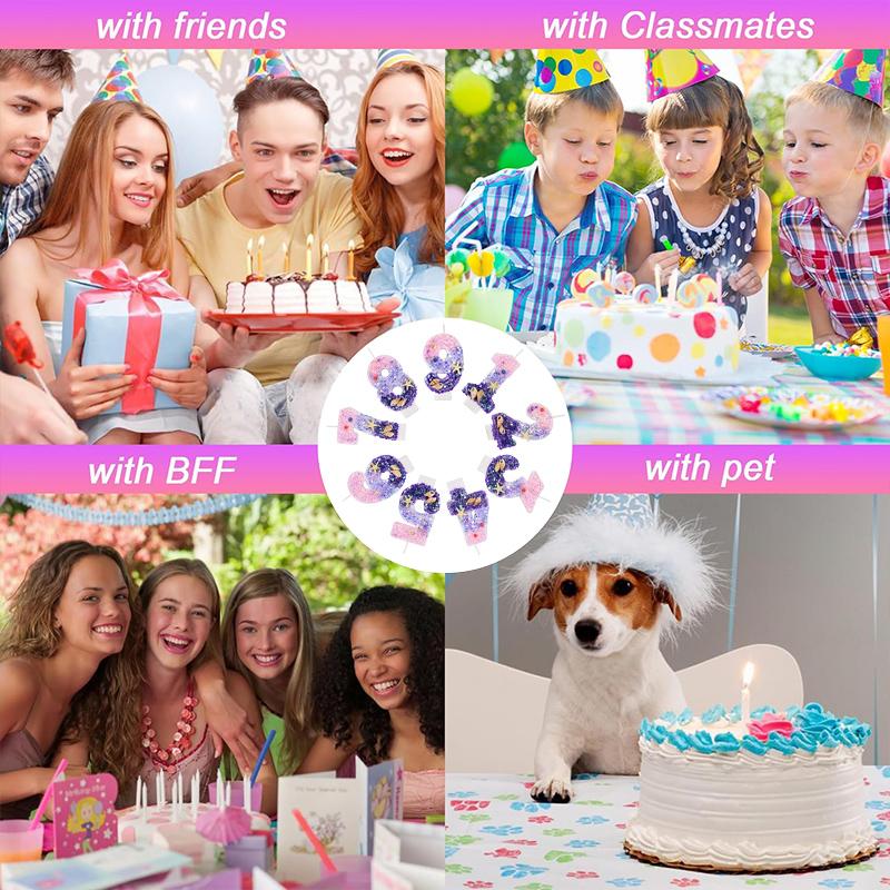 Mermaid Cake Candle Pink Purple 0-9Numbers Cake Topper Girl Little Mermaid Birthday Party Cake Decoration Supplies Under the Sea