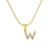 European & American Stainless Steel Diamond Alphabet Pendant Clavicle Chain Necklace for Women