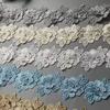 10x Pearl Flower Dubbellager Vingar Broderade Spets Trim Sticka Band Blommor Applikation Patches Klänning Tyg Sy Hantverk 9cm