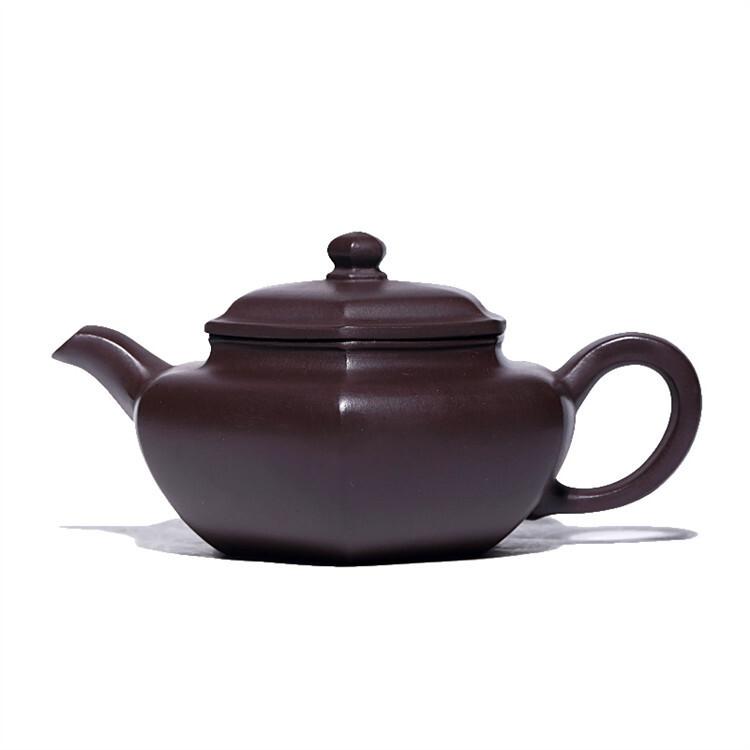

220 мл изысканный чайник из фиолетовой глины Исин, шестиугольный чайник ручной работы известных художников, чайник из необработанной руды, фиолетовый глиняный чайник, чайный сервиз Zisha, ремесло Cha