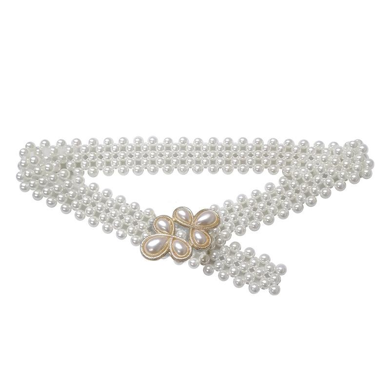 Pearl Elastic Belt Simple And Elegant With Skirt Dress Elastic Women Slim Slim And Thin Chain