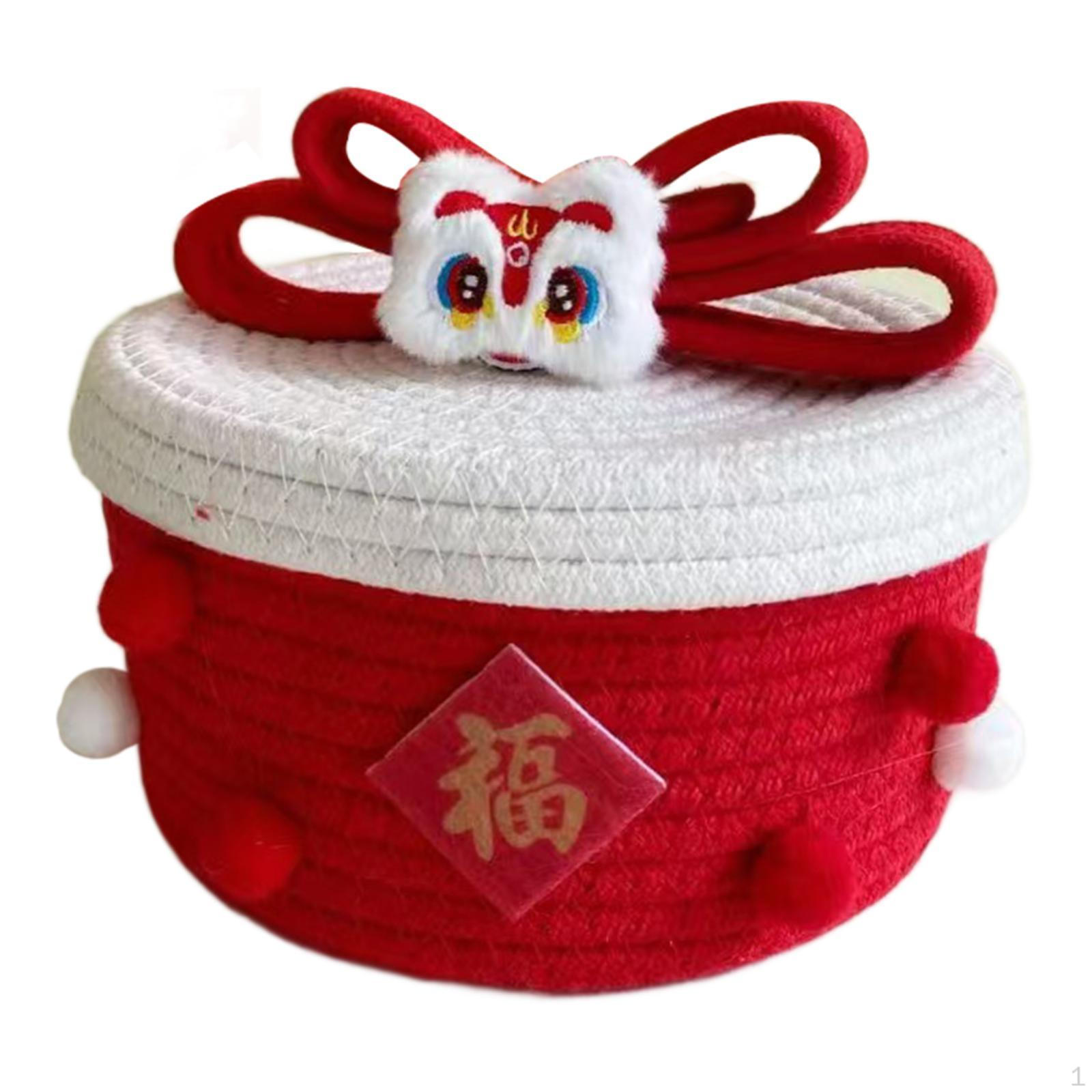 

Корзина из хлопковой веревки с крышкой для организации закусок и полотенец на кухне или в гостиной Red White