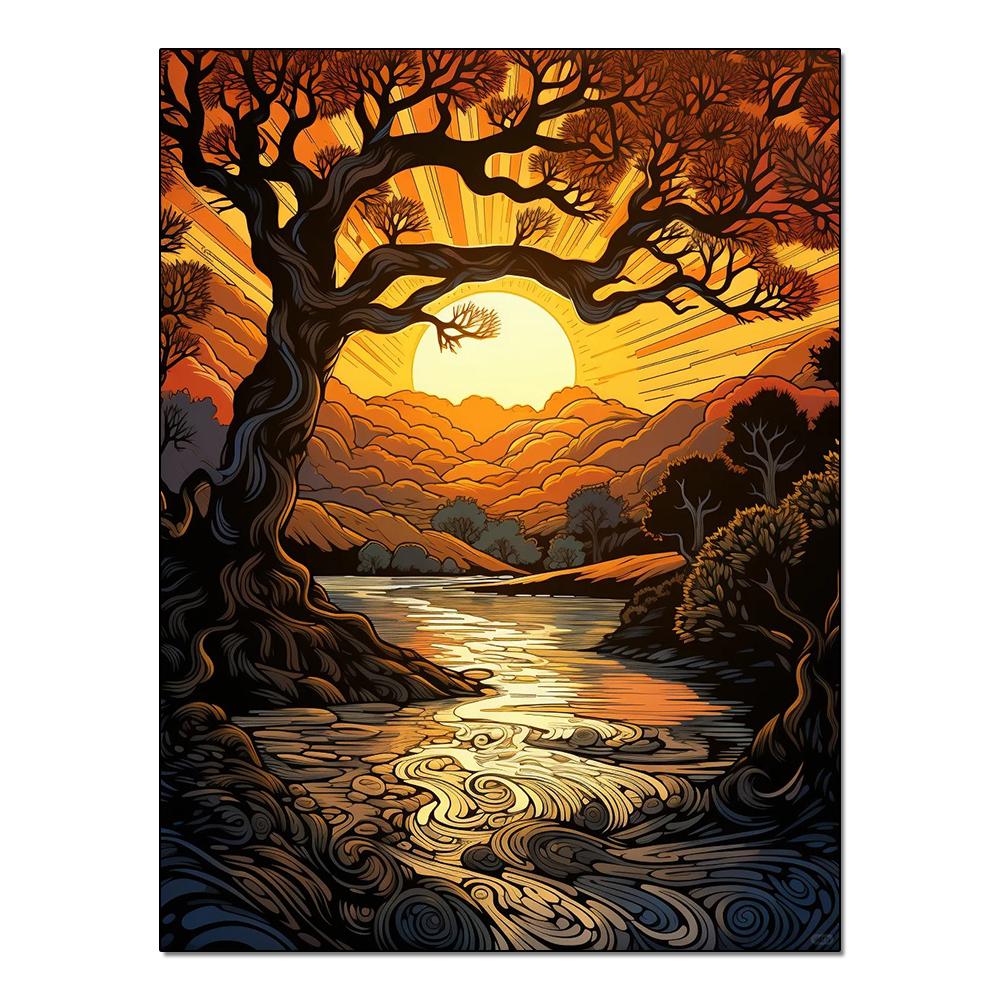 Landscape Sunset Diamond Painting Complete Kit DIY Mosaic Embroidery Hobby Handicraft Painting for Home Wall Decoration