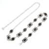 Elegant Golden & Silver Waist Chain Accessory Metal Material Oval Carved Dress Belt Rhinestone Decor Body Chain For Women