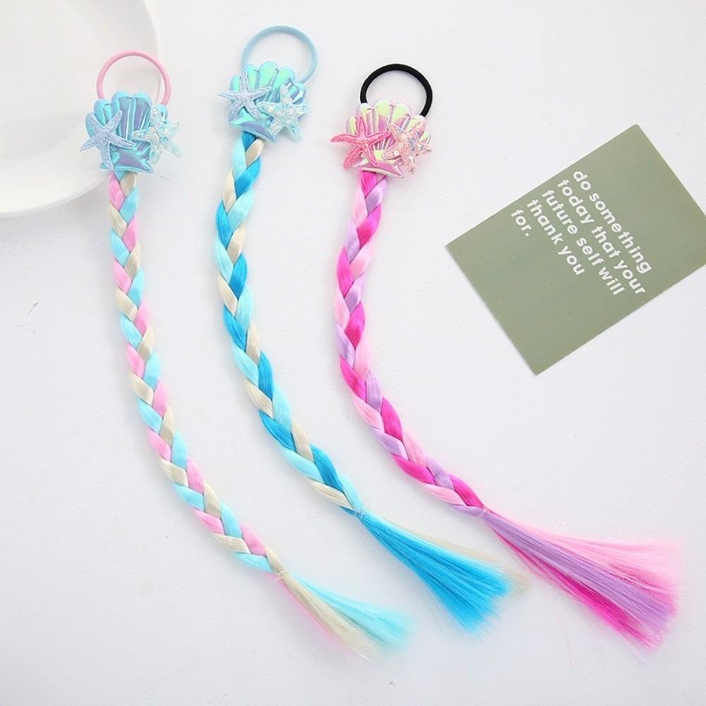 Colorful Girls Twist Braids Hair Synthetic Baby Wig Hairbands Ponytail  Sea Beach