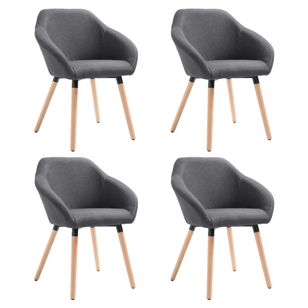 Dining Chairs Set of 4 Dark Grey Fabric
