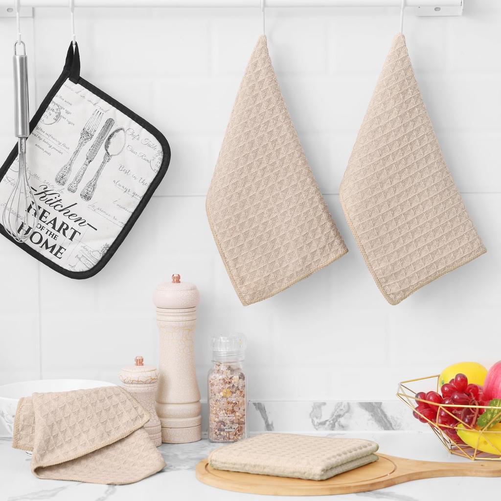 Olanly Kitchen Towels Premium Microfiber Waffle Weave Kitchen Cleaning Rags Ultra Absorbent Dish Towel Reusable Daily Dish Cloth