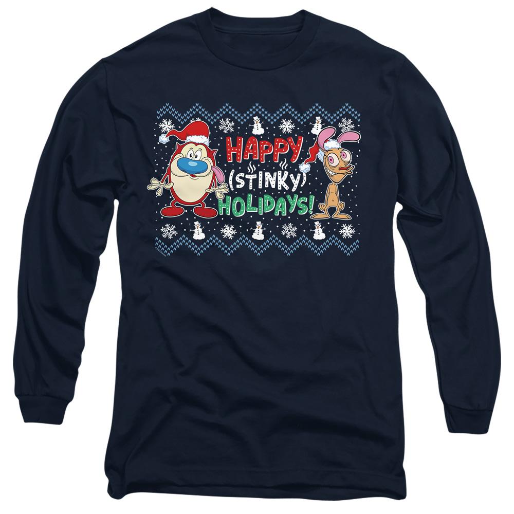 Ren & Stimpy Unisex Adult Happy Stinky Holidays Christmas Jumper T-Shirt
