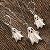 Cute ghost halloween earrings women's girl fashion little ghost ring necklace party halloween jewelry gift