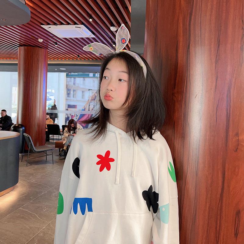 Bandă de păr de vară cu fundă și plasă, brodată cu margarete pentru fete