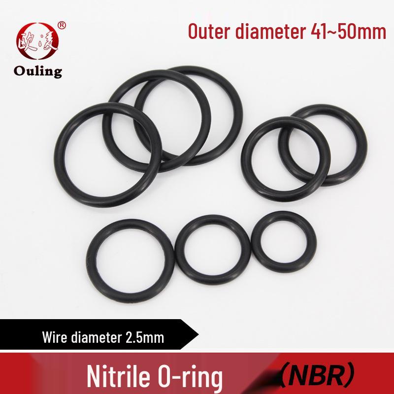 Nitrile O-ring, Outer Diameter 41-50mm, Wire Diameter 2.5mm, Waterproof, Shock Absorbing, Wear-Resistant. OD 41mm x 2.5mm (20 pieces) Black Nitrile O-ring