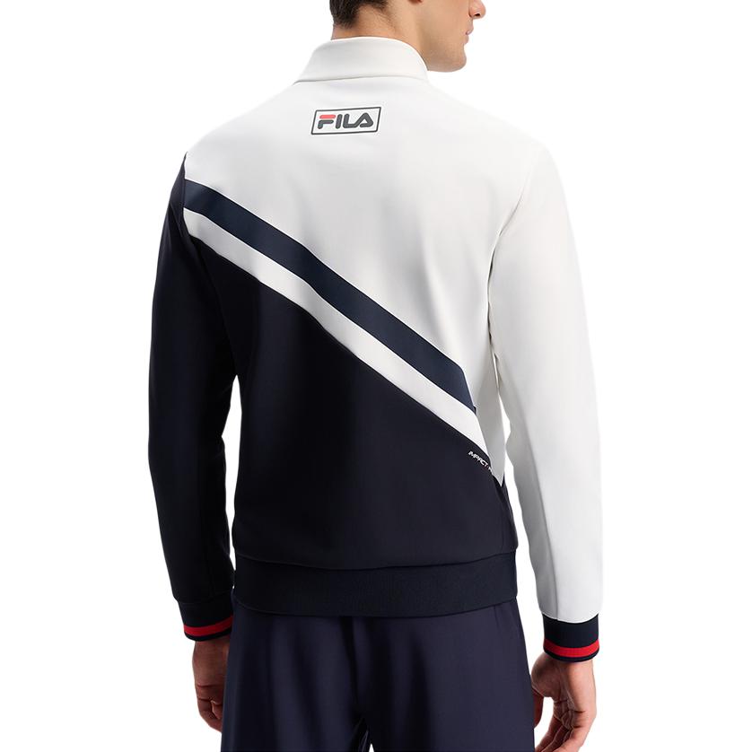 FILA Retro Sports Comfortable Color Block Stand Collar Long Sleeve Jacket Men Jacket Royal-Blue A11M443507F-NV