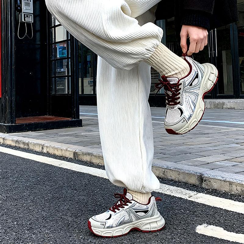 Dad Shoes Women's Autumn New Mesh Thick-soled Super Fire Versatile Casual Sports Shoes with Small Height Increase