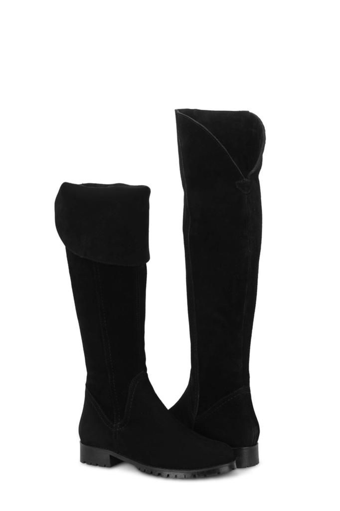 Cizme de modă elegantă și moderne pentru femei Ghete din piele naturală din piele intoarsa Cizme lungi bihter cu fermoar din piele intoarsa neagra pentru femei