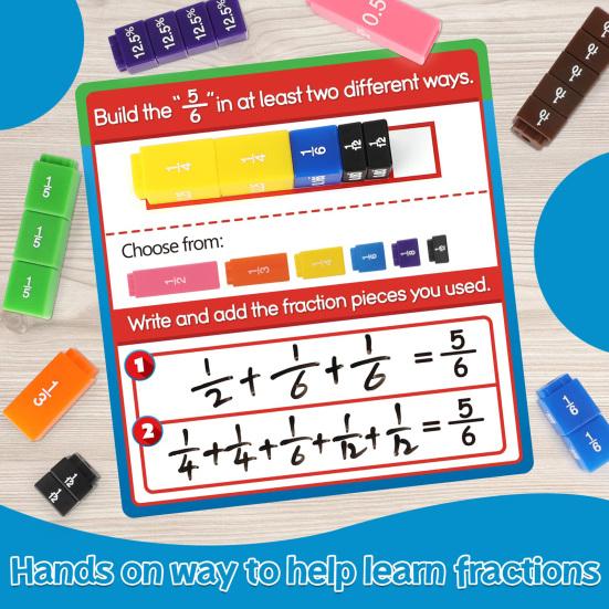 1 Set Interlocking Fraction Cubes Activity Set Elementary School Equivalent Fraction Percents Decimals Learning Cubes Math Manipulatives