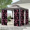 2Pcs Pink Bow Print Black Perforated Curtains Multiple Size Living Room And Bedroom Insulation Decoration, Easy Installation