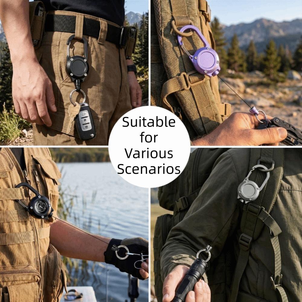Steel Cable Retractable Keychain Aluminum Zinc Zinc Alloy Retractable Key Holder Camping