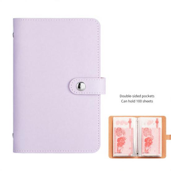 Cash Saving Binder Imitation Leather Clear PVC Pockets Tear-resistant Cash Holder for Bills Receipts Compact Money Organizer for Home Office Use